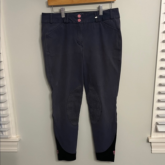 Women's Navy Riding Pants with Pink Buttons - Picture 1 of 12